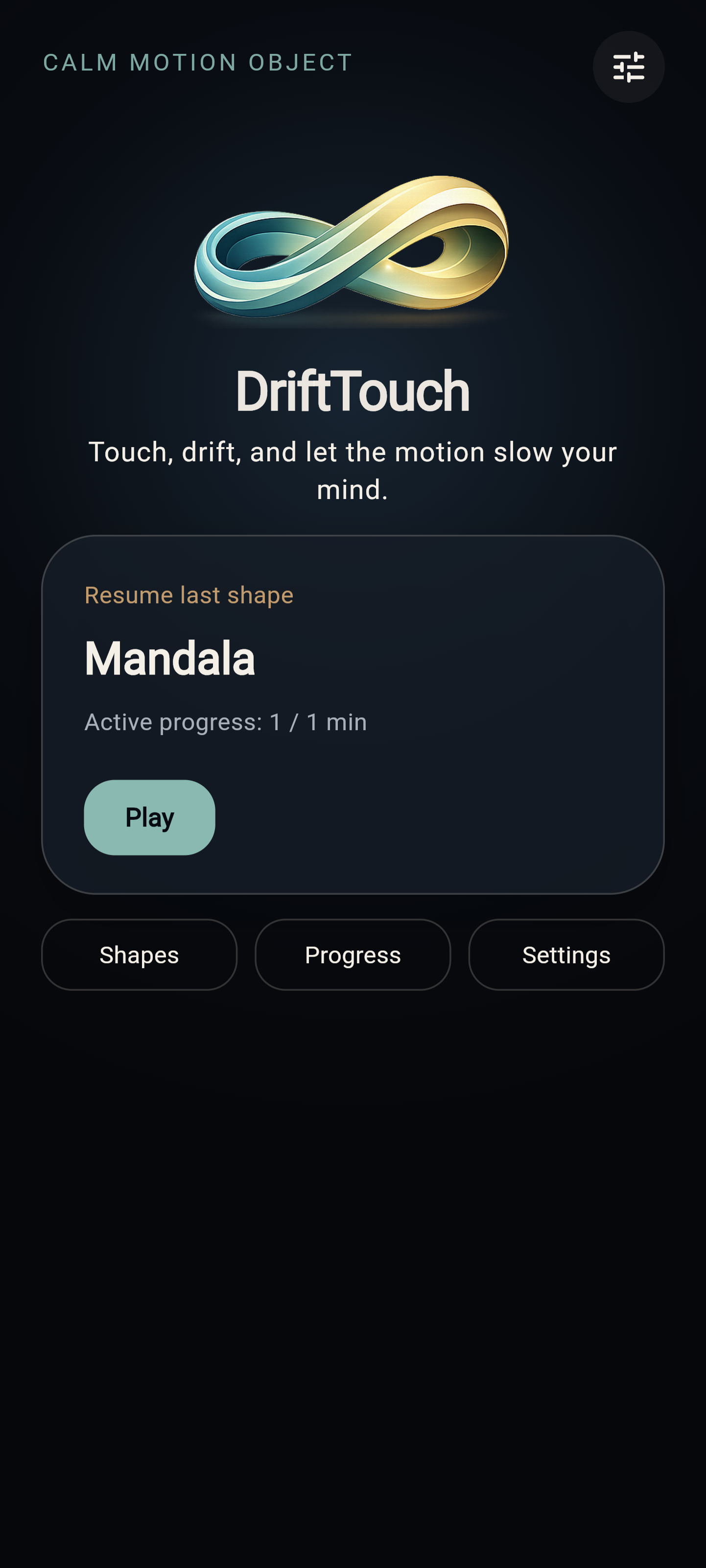 DriftTouch home screen